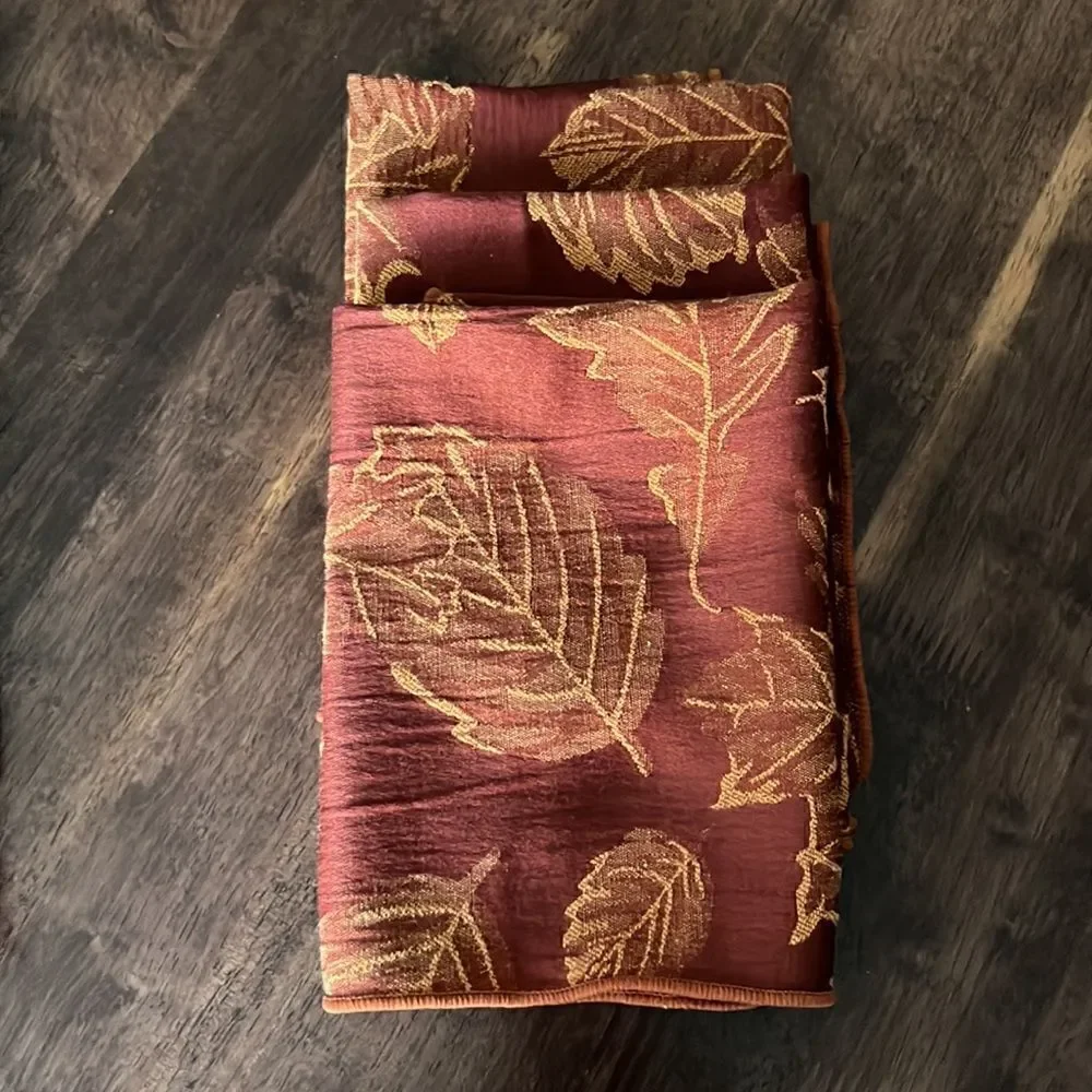 Autumnal Set of 3 Leaf Reversible Quilted Placemats and (3) Napkin Mismatch Set